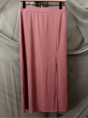 I Joah Pink Ribbed Maxi Skirt